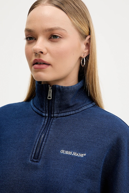 Guess Jeans bluza bawełniana granatowy W5YQ10.KCXQ1