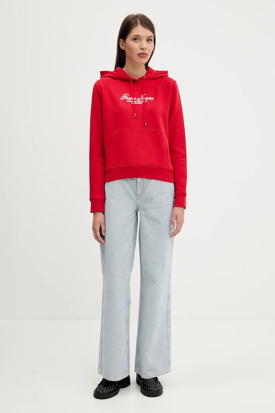 Βαμβακερή μπλούζα Guess Jeans W5YQ13.K68I4 κόκκινο AW25