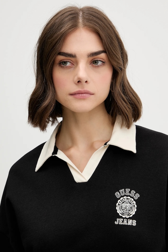 Bavlnená mikina Guess Jeans čierna W5YQ16.K68I4