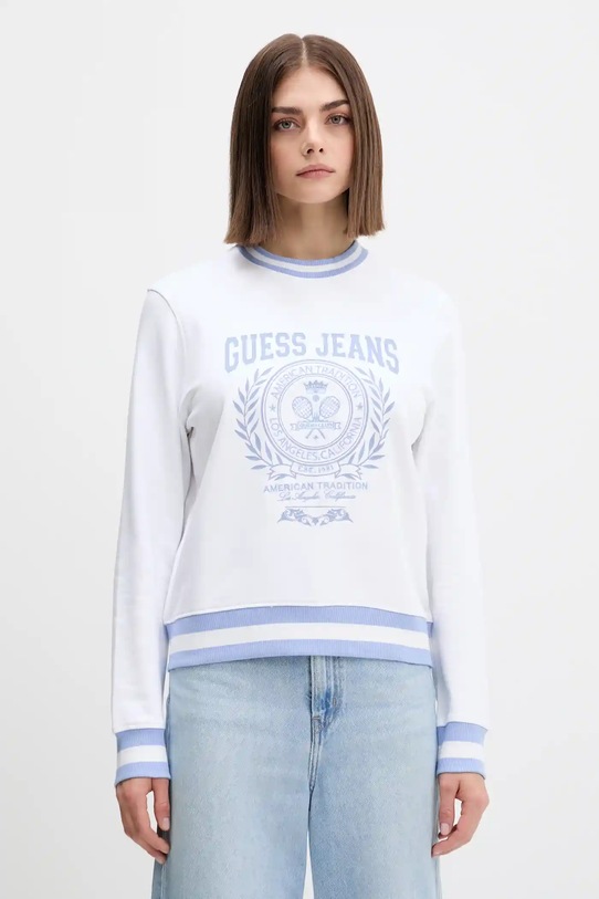 Бавовняна кофта Guess Jeans візерунок білий W5YQ19.K68I4