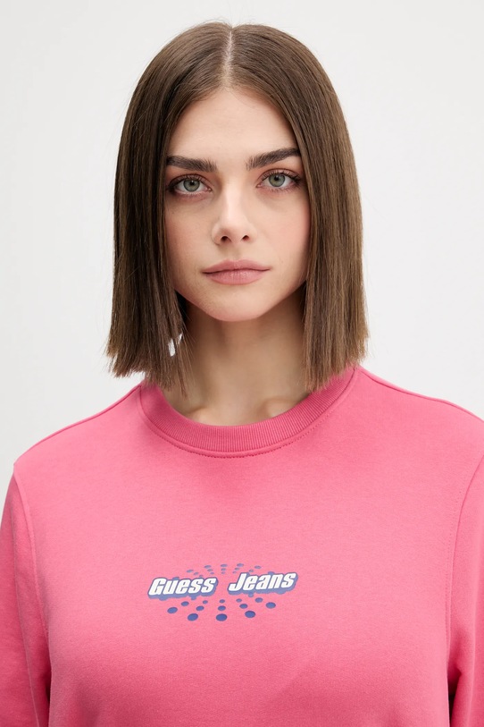 Guess Jeans bluza bawełniana różowy W5YQ23.K68I4