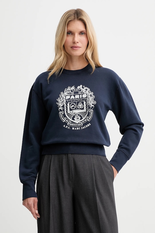 A.P.C. hanorac de bumbac A.P.C. x MARC JACOBS print bleumarin COHKQ.F37001