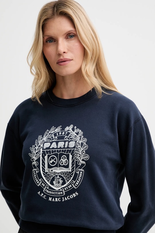 A.P.C. hanorac de bumbac A.P.C. x MARC JACOBS bleumarin COHKQ.F37001