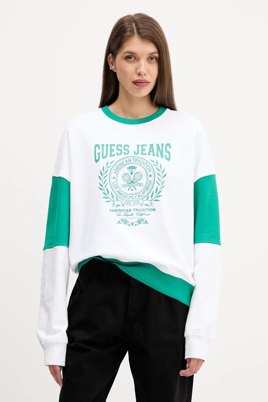 Guess Jeans bluza bawełniana nadruk biały W5YQ20.K68I4