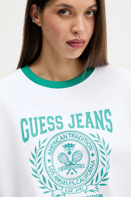 Bavlněná mikina Guess Jeans bílá W5YQ20.K68I4