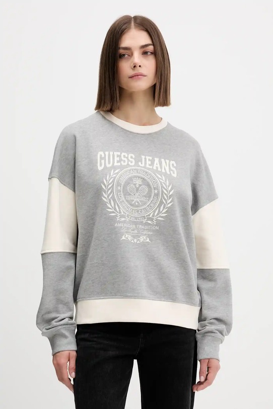 Bombažen pulover Guess Jeans Brez kapuce siva W5YQ20.K68I4