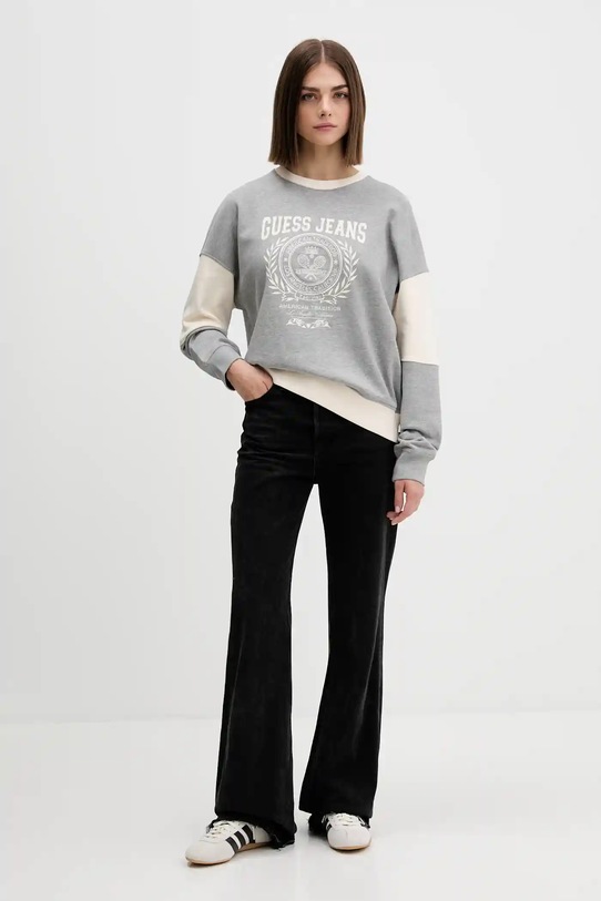Bombažen pulover Guess Jeans W5YQ20.K68I4 siva AW25