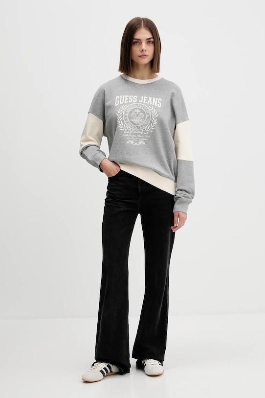 Хлопковая кофта Guess Jeans W5YQ20.K68I4 серый AW25