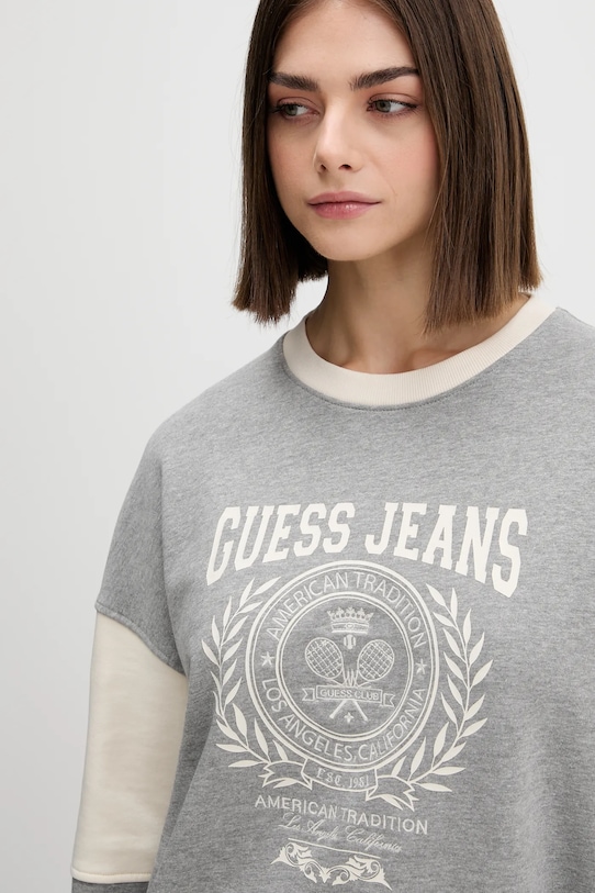 Хлопковая кофта Guess Jeans серый W5YQ20.K68I4