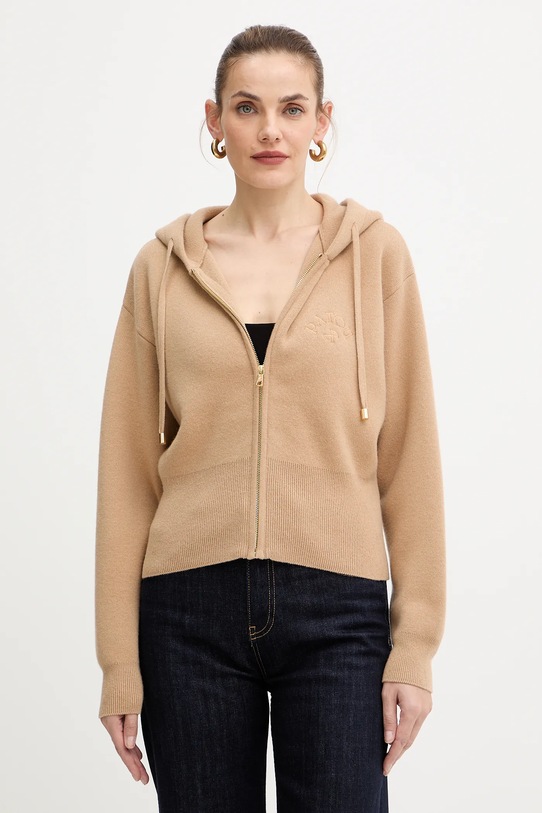 Patou bluza wełniana z kapturem beżowy KN2958041