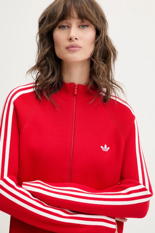 Πλεκτή ζακέτα adidas Originals Slim Knit TT κόκκινο JY2598