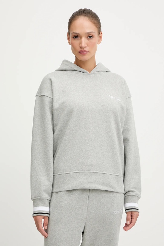 Mikina Calvin Klein Performance s kapucňou sivá LVGWF5W309