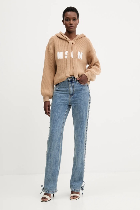 MSGM sweter wełniany 3941MDM219.257785 beżowy AW25