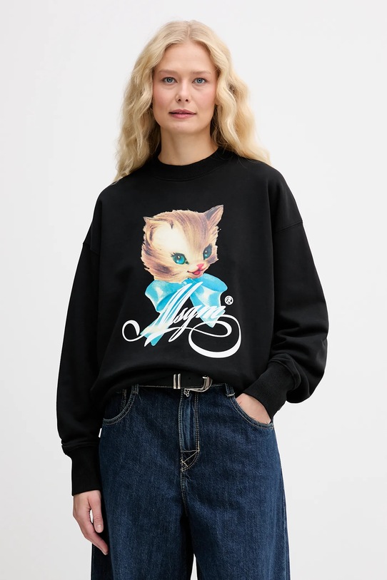 MSGM bluza bawełniana nadruk czarny 3941MDM113SE.257749