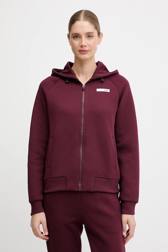 Кофта EA7 Emporio Armani с капюшоном бордо AF13151.7W000675