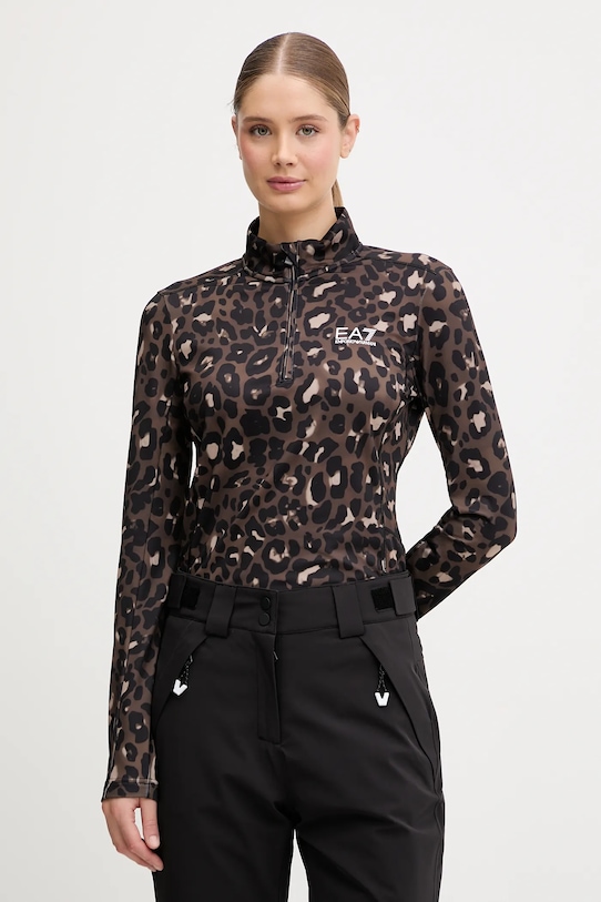 EA7 Emporio Armani bluza sportowa z elastanem brązowy AF14634.7W000396