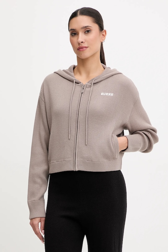 Guess bluza z domieszką wełny FLAMINIA z kapturem beżowy V5BR05.Z3JD2