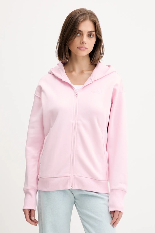 Суичър adidas All SZN с качулка розов JV7289