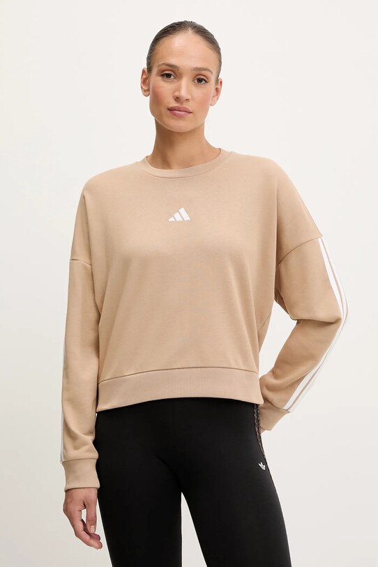 adidas bluză 3-Stripes imprimeu bej JX7629