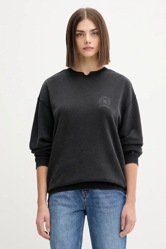 Tommy Jeans bluza bawełniana nadruk czarny DW0DW21586