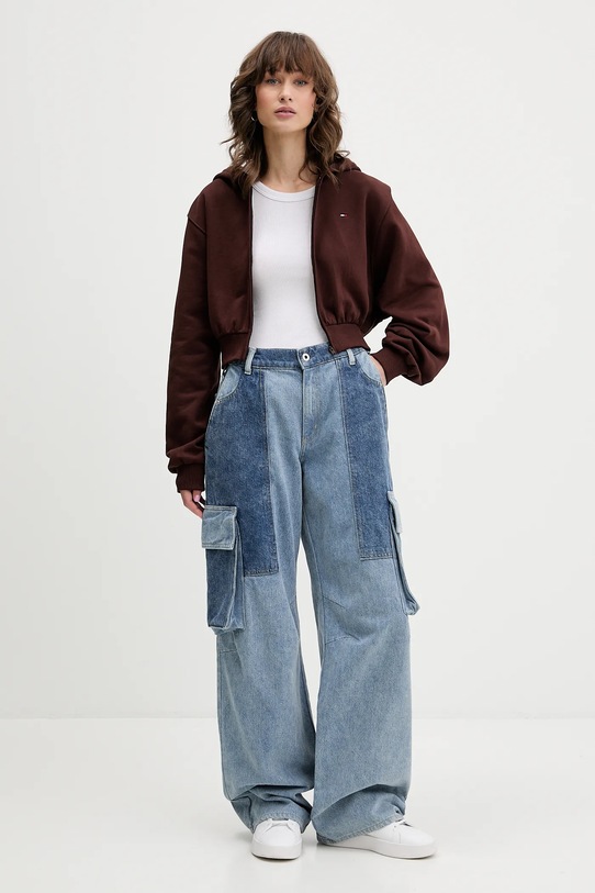 Tommy Jeans bluza bawełniana DW0DW21590 brązowy AW25