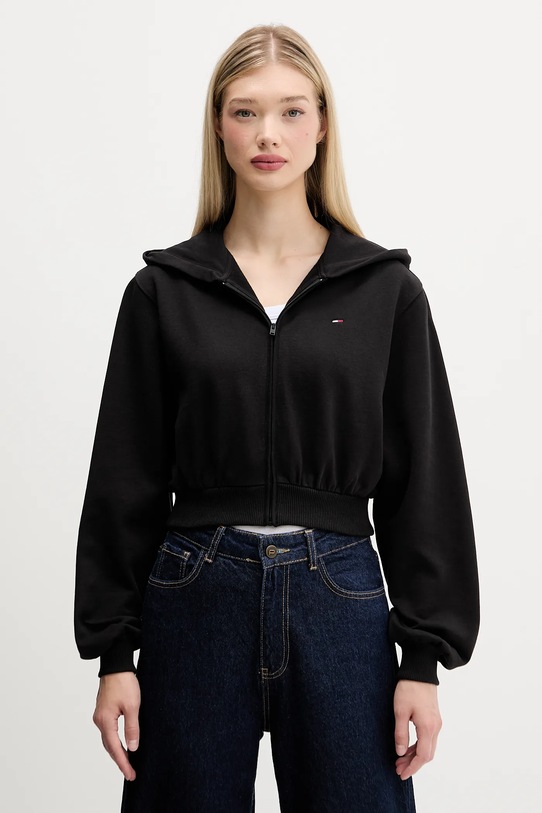 Хлопковая кофта Tommy Jeans с капюшоном чёрный DW0DW21590