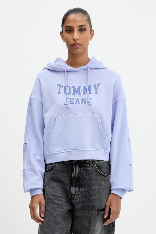 Tommy Jeans bluza bawełniana z kapturem niebieski DW0DW21598