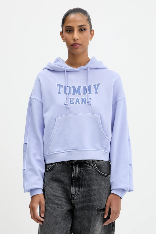 Tommy Jeans hanorac de bumbac imprimeu albastru DW0DW21598