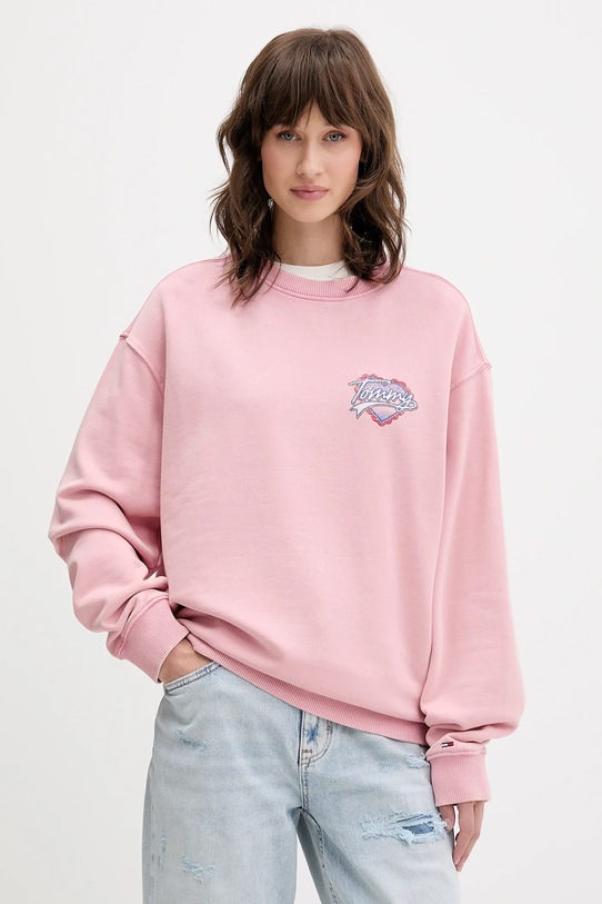 Odzież Tommy Jeans bluza bawełniana DW0DW21602 różowy