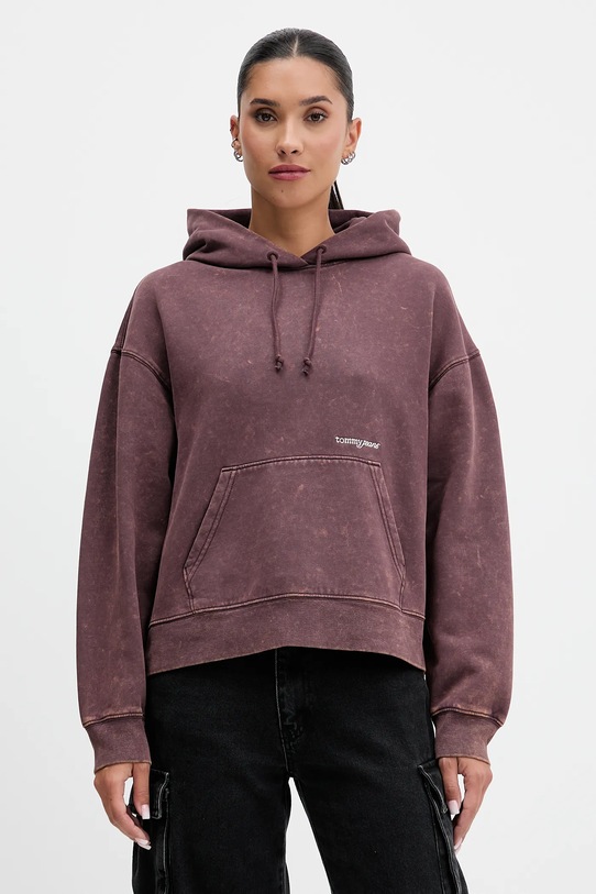 Tommy Jeans bluza z kapturem brązowy DW0DW21609