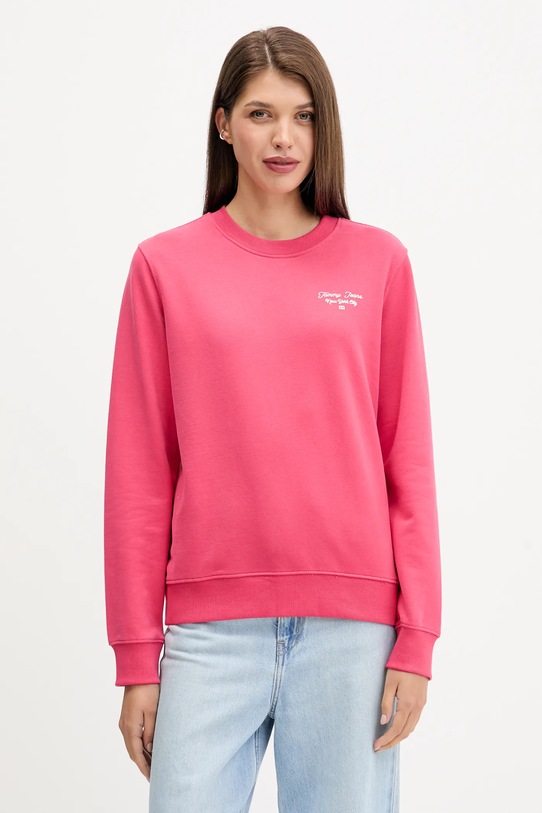 Tommy Jeans bluza bawełniana nadruk różowy DW0DW21960