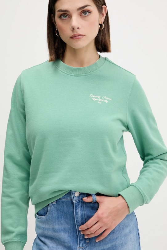 Tommy Jeans felpa in cotone verde DW0DW21960