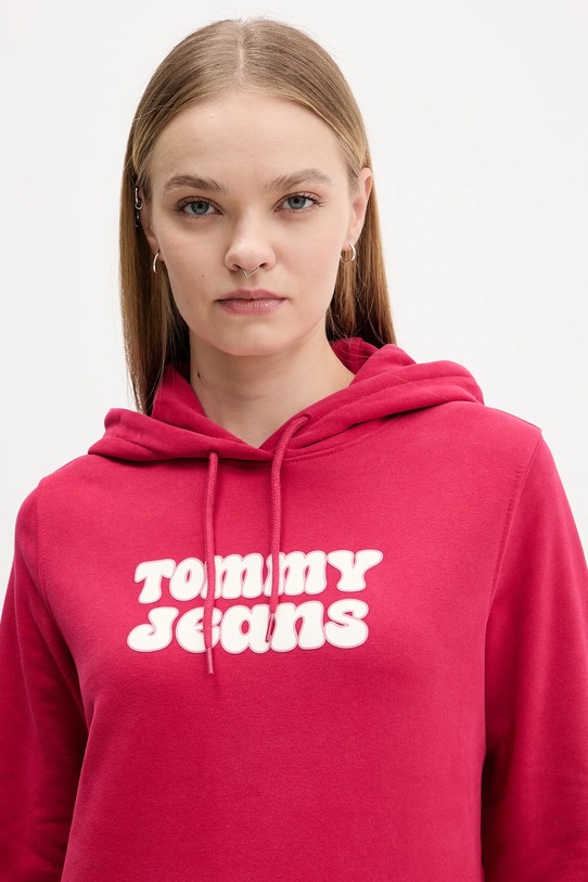 Βαμβακερή μπλούζα Tommy Jeans ροζ DW0DW21962