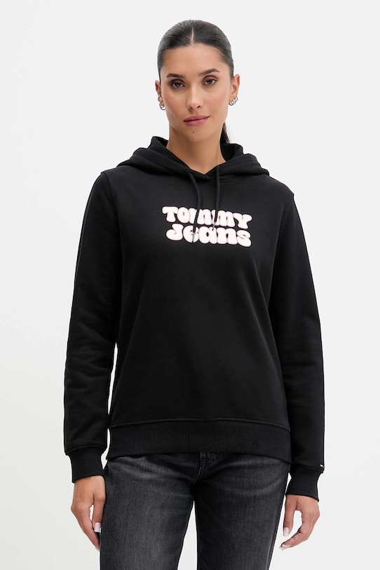 Tommy Jeans hanorac de bumbac print negru DW0DW21962