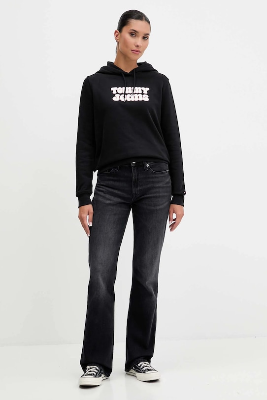 Tommy Jeans hanorac de bumbac DW0DW21962 negru AW25