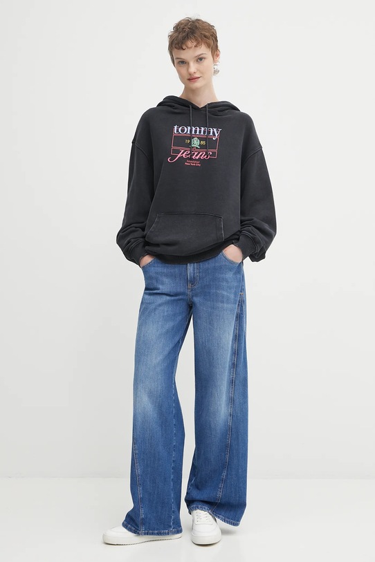 Tommy Jeans felpa in cotone DW0DW22169 nero AW25