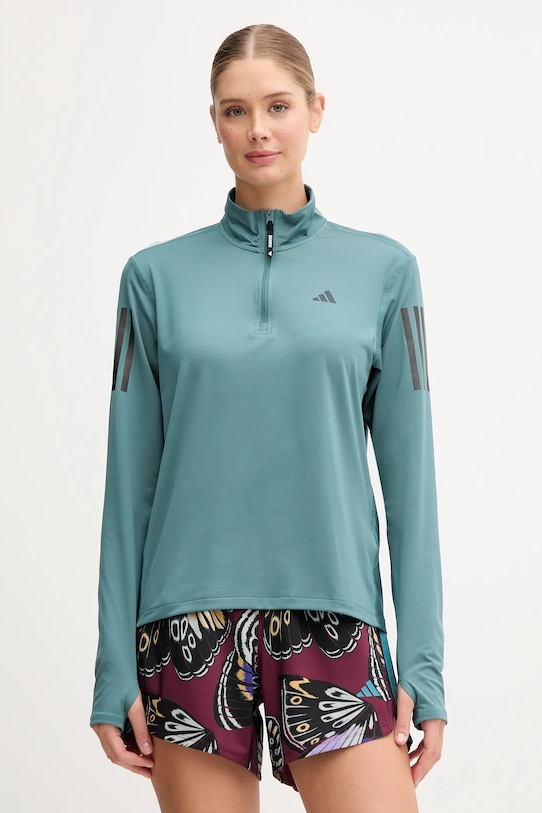 adidas Performance bluza do biegania Own The Run z elastanem turkusowy JX2255
