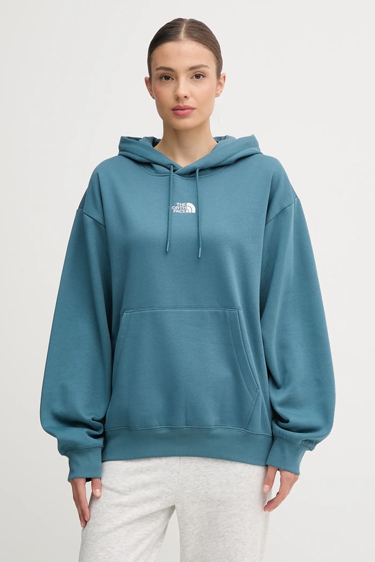 Mikina The North Face Essential s kapucí tyrkysová NF0A89ENBQ51