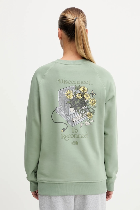 Pamučna dukserica The North Face Connect Relaxed NF0A8E4JBQ11 zelena AW25