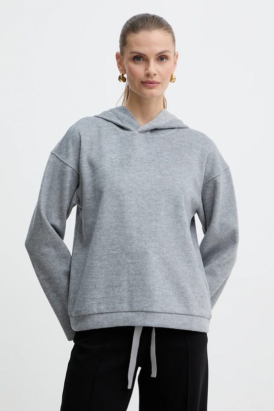 Mikina s příměsí vlny Weekend Max Mara OSCURI s kapucí šedá 2525926012600