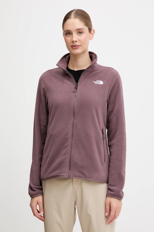 Fleecová mikina The North Face bez kapuce hnědá NF0A8D2FBQ71