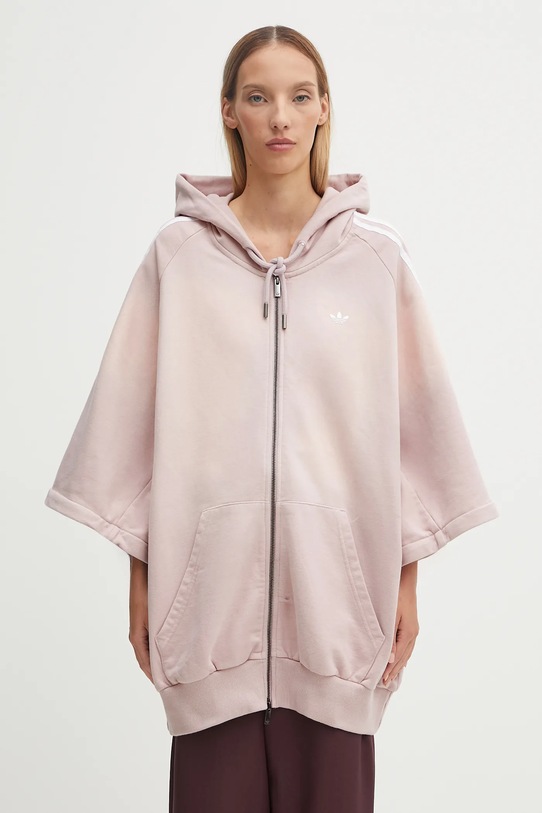 Bavlněná mikina adidas Originals Oversized Hoodie růžová KE9804