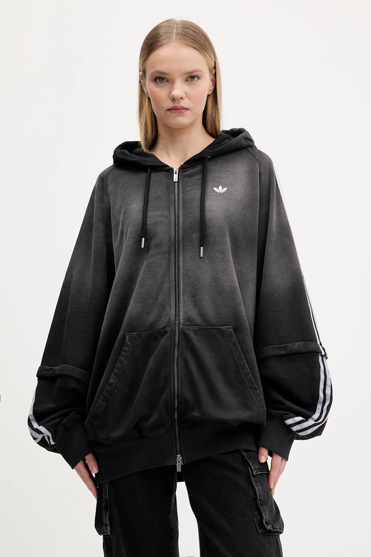 Bavlněná mikina adidas Originals Oversized Hoodie s kapucí černá KE9806