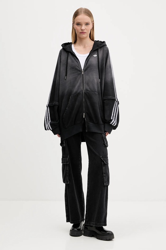 Bavlněná mikina adidas Originals Oversized Hoodie KE9806 černá AW25