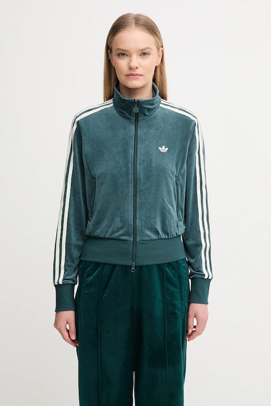 adidas Originals velvet sweatshirt Fb Liberty Tt with elastane green JW5267