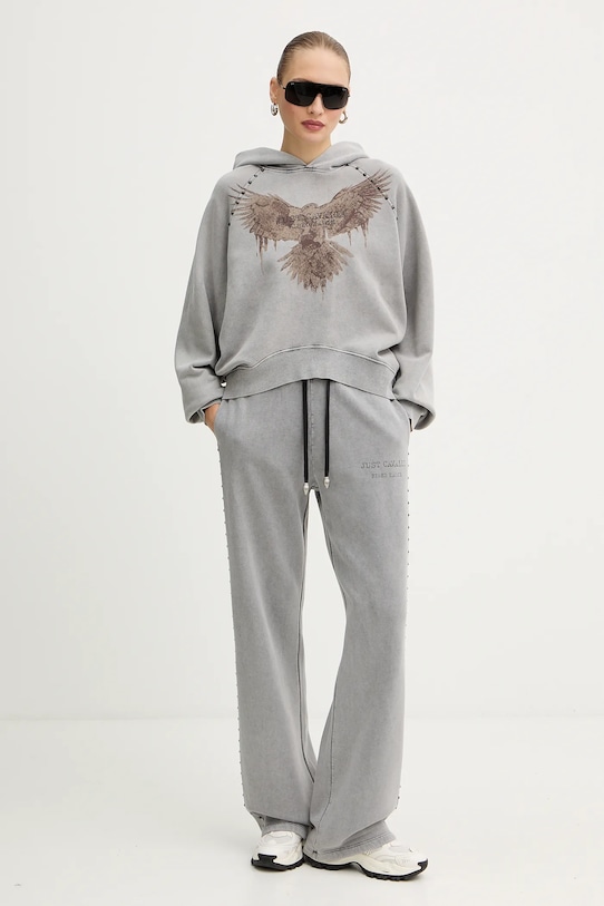 Just Cavalli bluza bawełniana 79PAIE05.CFW13 szary AW25
