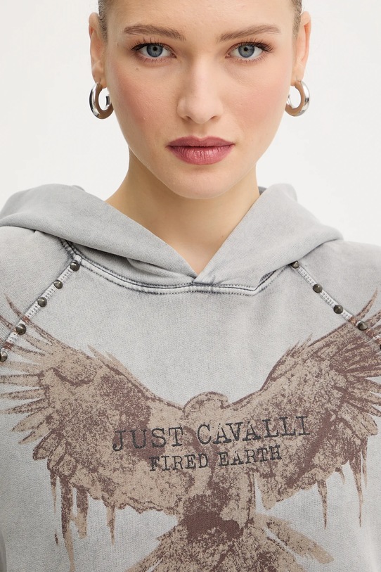 Just Cavalli bluza bawełniana szary 79PAIE05.CFW13