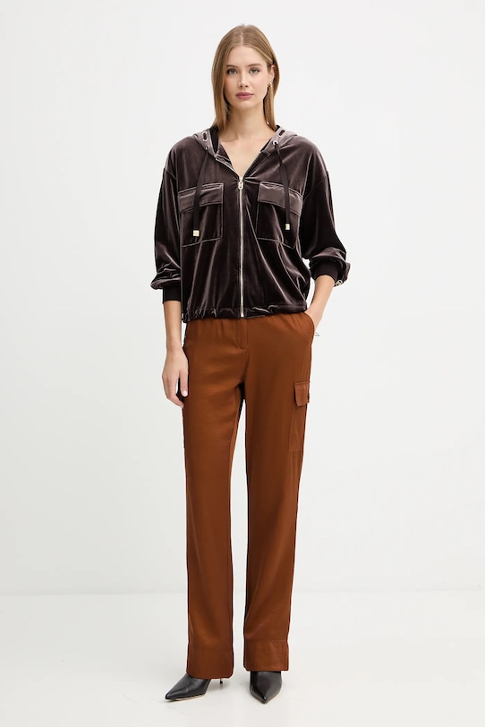 Liu Jo bluza welurowa TF5108.J4955 brązowy AW25