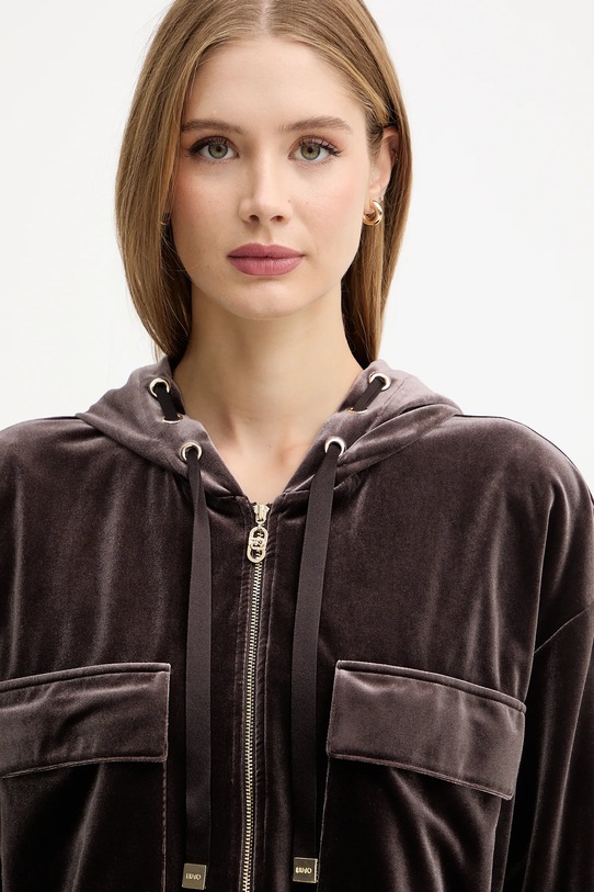 Liu Jo bluza welurowa brązowy TF5108.J4955