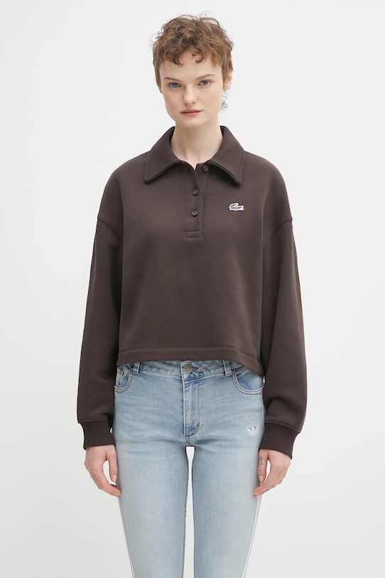 Lacoste hanorac de bumbac uni maro SF5275